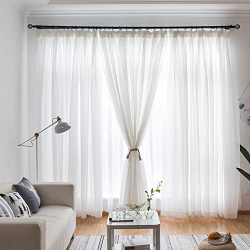 YHviking Cortinas transparentes transpirable puros, cortinas opacas 400x270cm (157x106inch) Blanco