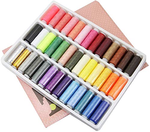 YIQI Hilo de Coser (39 Colores Surtidos), Hilo Fuerte para Coser a Mano en máquinas de Coser, Juego avanzado de Carrete de Hilo de poliéster, Suministros de Costura Coloridos