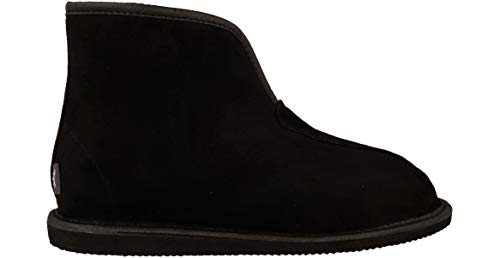 Zapatillas Unisex cómodas y cálidas con una Parte Superior Plegable Alta Hecha de Piel de Ante y Lana de Oveja Natural (38 EU, Negro 700)