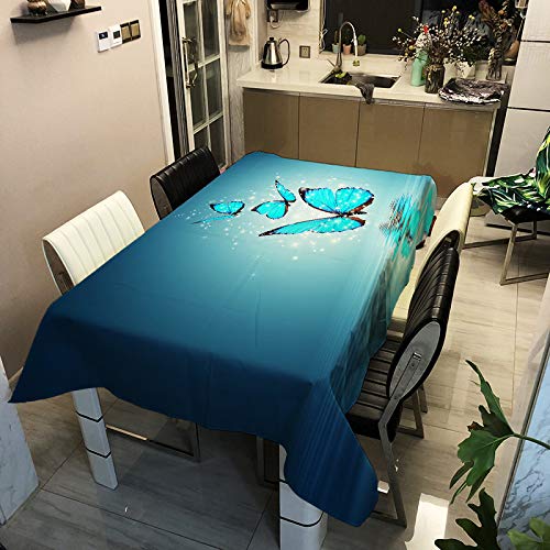 ZHAOXIANGXIANG Mantel Estampado Rectangular,Personalizado 3D Personalizado Impermeable Mantel Mariposa Impreso Tela De Mantel De Mesa Alfombra De Mesa De La Casa Paño Decorativo, 3,140X140Cm