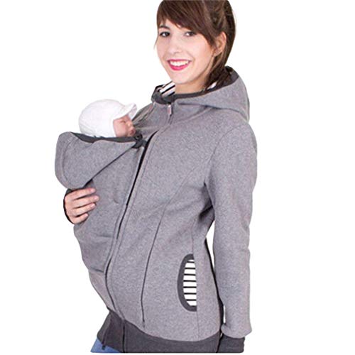 Zhongke Baby Carrier Hoodie Jacket Maternity Sweatshirt Kangaroo Pocket Coat Jacket para bebé Embarazada usando Baby Pullover Fleece Outerwear Sudadera con Capucha