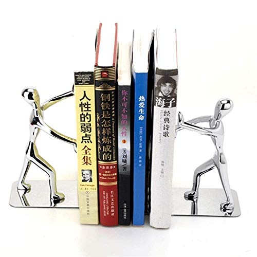 Zixin Sujetalibros sujetalibros Decorativo Creativo Artículos de Oficina de Acero Inoxidable Kung Fu Man sujetalibros 1 par humanoide Estantería de Libros de Arte del sujetalibros