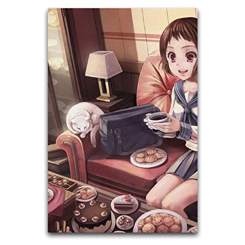 ZSBoBo Póster de anime Hyouka Eat Dim Sum, Misaki para dormitorio, lienzo y arte de pared, diseño moderno de dormitorio familiar, 30 x 45 cm