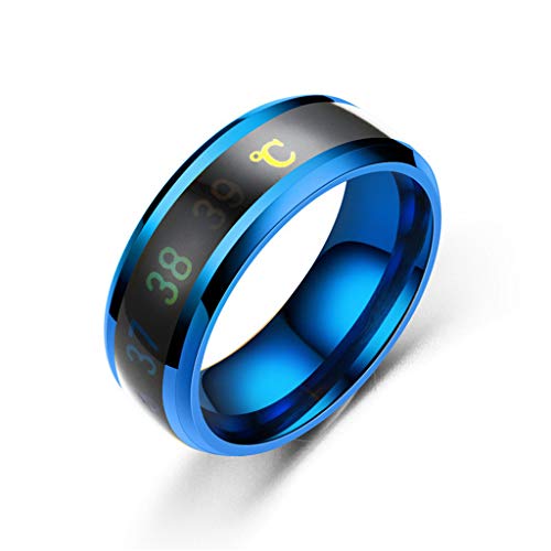 ZSGG Anillo de moda unisex Monitor de temperatura Anillo de estado de ánimo, sensor de temperatura, anillo inteligente de acero inoxidable simple pareja creativa anillo de joyería de boda