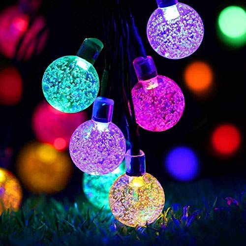 ZWOOS Guirnalda Luces Exterior Solare, 7m 50 LED Luces de Cadena de Bola de Cristal Impermeable con 8 Modos para Navidad, Jardín, Patio (vistoso)