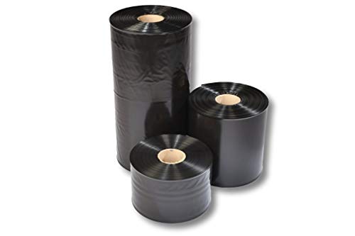 1 rollo de 300 mm de ancho x 250 m de largo, tubo de plástico para embalaje, color negro, soldable, opaco, opaco.