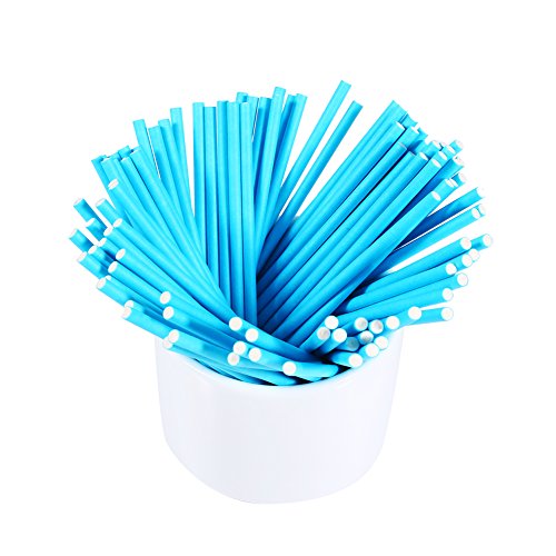 100 piezas Palos de Lollipop Paper Lollipo para Piruletas de Chocolate 3.9 pulgadas (Azul)
