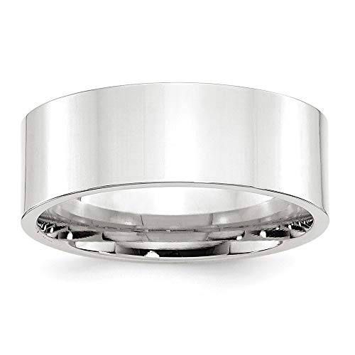 14K White Gold 8mm Standard Flat Comfort Fit Wedding Band Ring - Size 11