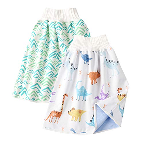 2 unids 2 en 1 cómodo bebé pañal falda impermeable de dibujos animados de cintura alta pañales pantalones cortos de los niños bebé entrenamiento falda pañal falda