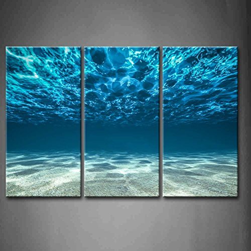 3 Panel Wall Art Blue Ocean Bottom View Debajo de Surface Pintando la impresión de la Pintura en Lienzo Seascape Pictures para la decoración de casa Regalo de decoración