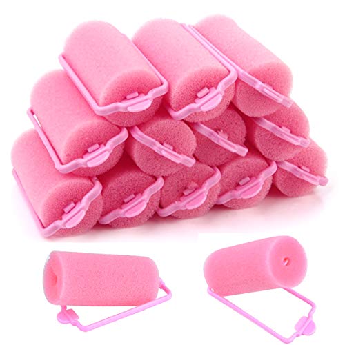 32 piezas de espuma rulos esponja Pinzas para el cabello de color rosa suave esponja rizadores de cabello peinado bricolaje herramientas de peluquería para mujeres y niños (30 mm)