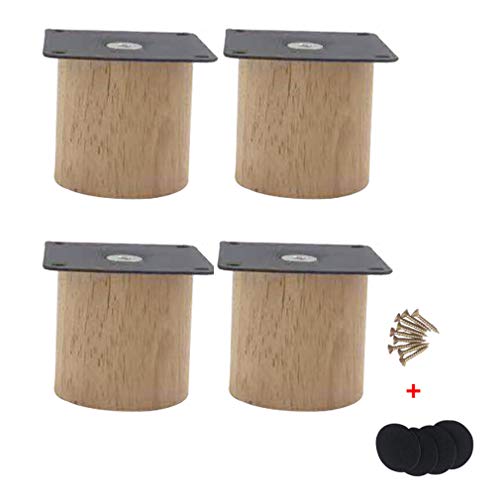 4 Piezas de Patas Redondas para Muebles,Madera de Caucho,Patas de Soporte para Sofá,Patas de Mesa de Café Modernas Medievales,con Tornillos(5cm/1.97in)