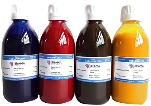 4 X Botes DE 250ML DE Tinta DE SUBLIMACIÓN. Compatible con IMPRESORAS EPSON DE 4 Colores BRAMACARTUCHOS (Pack de 4 Colores)