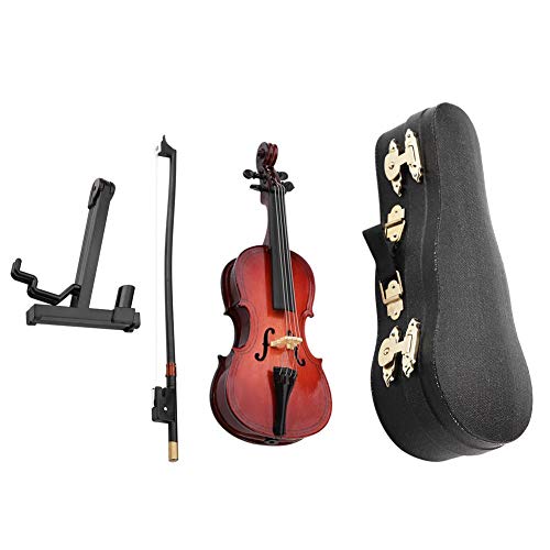5.5 pulgadas Mini instrumentos de violonchelo de madera con soporte y funda, exquisita mano de obra, A para niños o amigos músicos