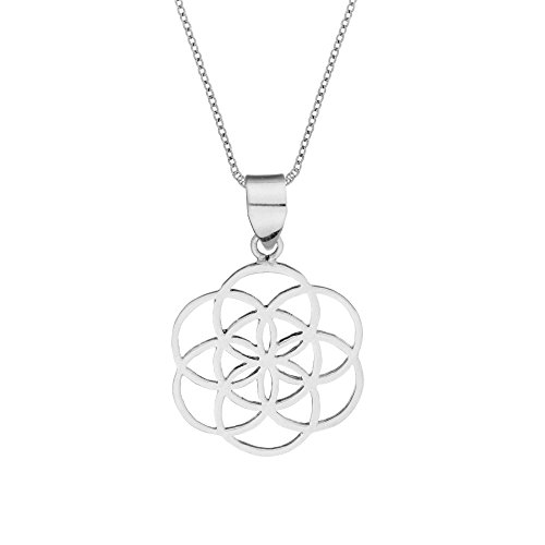 81stgeneration Collar Colgante Semilla de la Vida Geometría Mujer Plata de Ley Esterlina .925, 46 cm