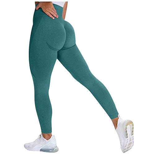 88AMZ Leggings Push Up para Mujer Sin Costuras Mallas Pantalones Cintura Alta Yoga Leggings Pantalón Moda para Fitness Running Deporte Elásticos y Transpirables (Verde, M)