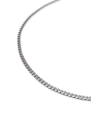 Acabado en Plata Collar de cadena de acero inoxidable – CURB enlace Slim fina 3 mm