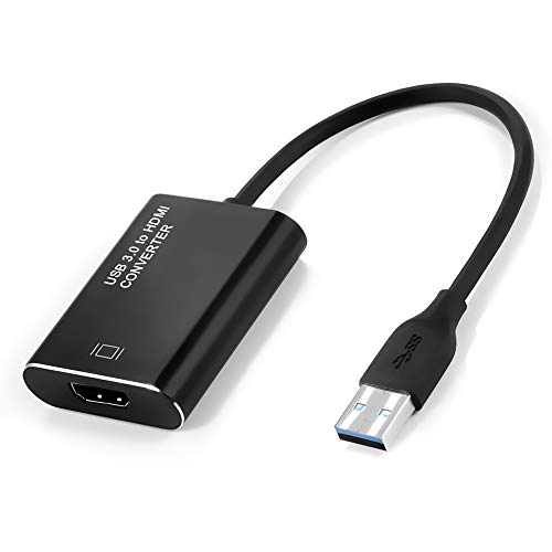 Adaptador USB 3.0 a HDMI,USB a HDMI 1080P Full HD Video Audio Adaptador para múltiples monitores Convertidor Compatible con computadora portátil HDTV TV Windows 7/8/10 Solo PC (NO MAC & VISTA)