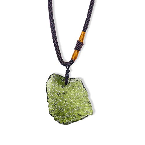 ADICOM Moldavite Crystal Necklace,Irregular Stone Pendant Natural Crystal Energy Stone, Green Meteorite Pendant for Men and Women 3-5g