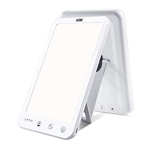 AGM Lámparas de Luz Natural sin rayos UV, Lámpara de Terapia de Luz de 10000 lux, Temperatura de Color Ajustable 3000-6500K, 5 Brillo Regulable, Antidepresivo Simulado, Uso en la Oficina en casa AGM Lámparas de Luz Natural sin rayos UV, Lámpara de Terapia de Luz de 10000 lux, Temperatura de Color Ajustable 3000-6500K, 5 Brillo Regulable, Antidepresivo Simulado, Uso en la Oficina en casa