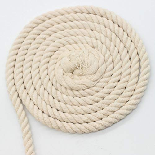 AILINDA Cuerda de algodón de macramé natural de 8 mm, cordón de cordón, hilo para tejer, colgante de pared, soporte para macetas de jardín de 32 pies
