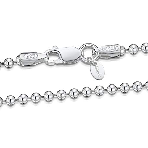 Amberta Cadena de Bolas en Plata de Ley 925 para Mujer 2 mm: 70 cm Amberta Cadena de Bolas en Plata de Ley 925 para Mujer 2 mm: 70 cm