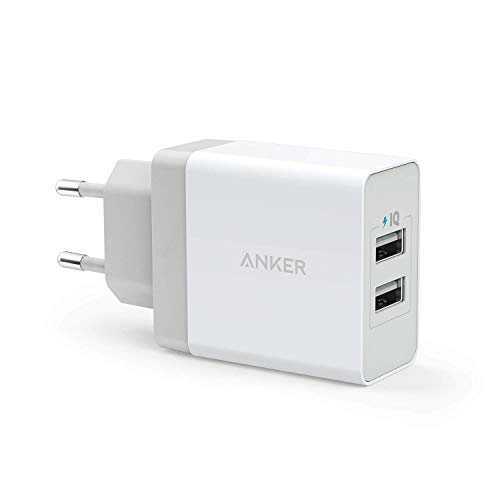 Anker AK-A2021321 - Cargador de pared con entrada USB (2 x USB, 24 W, 2.4 A), para iPhone, iPad, Samsung Galaxy, Note, Nexus, HTC, blanco