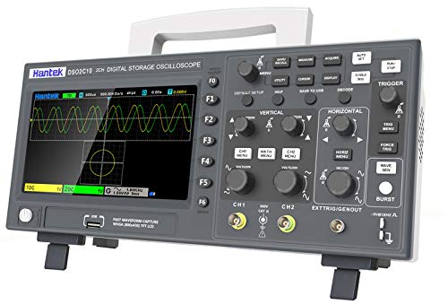Anmascop Osciloscopio digital, kit de Osciloscopio profesional portátil Hantek DSO2C10 de 7 pulgadas, 2 canales, 100 MHz, ancho de banda, frecuencia de muestreo de 1GSa/s, herramienta multipropósito