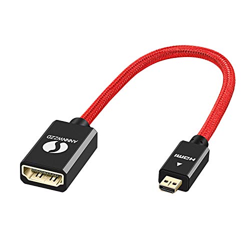 ANNNWZZD Adaptador Micro HDMI a HDMI, Cable Micro HDMI Macho a HDMI Hembra para Gopro Hero y Otra cámara de acción/CAM con Compatible