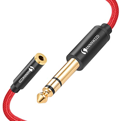 ANNNWZZD Cable de 3,5 mm a 6,35 mm, Cable de extensión de Adaptador de Conector estéreo Macho de 6,35 mm 1/4"a Hembra de 3,5 mm 1/8" (1M)
