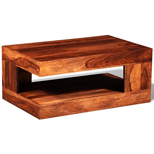 Anself - Mesa de café de madera maciza de sheesham, hecha a mano, 80 x 50 x 35cm