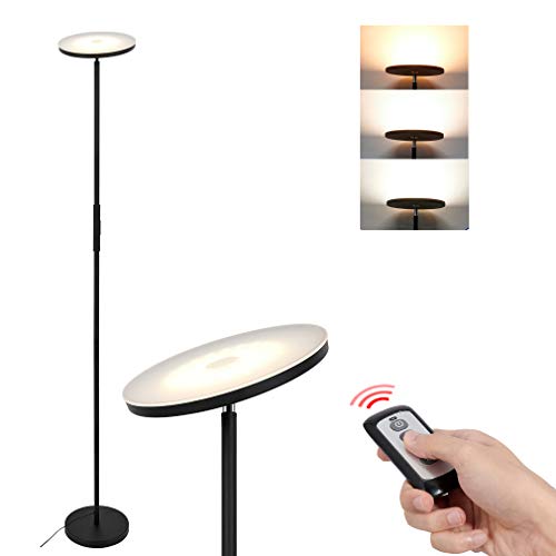 Anten 20W Lámpara de pie LED regulable sin niveles con 3 temperaturas de color 3000-6000K, botón táctil, mando a distancia, función de memoria, foco de techo para oficina, salón, dormitorio etc. Anten 20W Lámpara de pie LED regulable sin niveles con 3 temperaturas de color 3000-6000K, botón táctil, mando a distancia, función de memoria, foco de techo para oficina, salón, dormitorio etc.