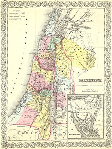 Antique colored Map 1856 of Palestine Holy Land - digital download (pdf) (English Edition)