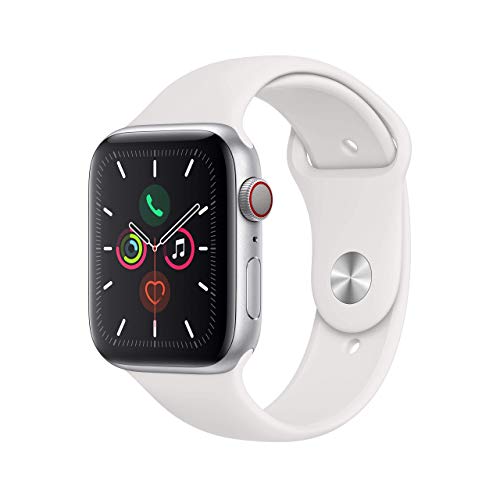 Apple Watch Series 5 (GPS + Cellular, 44 mm) Aluminio en Plata - Correa Deportiva Blanco