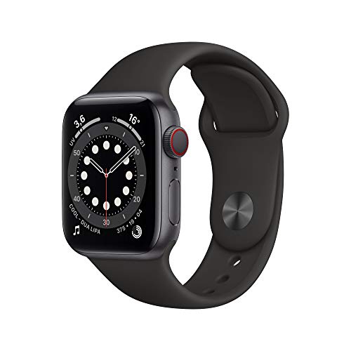 Apple Watch Series 6 (GPS + Cellular, 40 mm) Caja de Aluminio en Gris Espacial - Correa Deportiva Negra