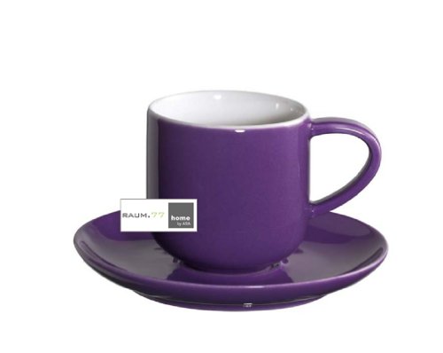 ASA 19000110 Coppa – Tazas de café, 4 Unidades, cerámica, 5,80 X 5,80 X 5,60 cm, Color Lila/Blanco