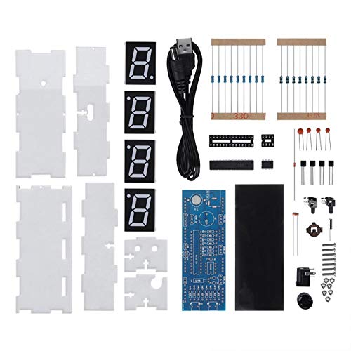 Asixxsix Kit de Reloj LED con dígitos de Color de Temperatura/Hora de Oficina con Cubierta Transparente, Kit de Reloj Digital, Reloj Creativo de Regalo para Amantes de la(White)