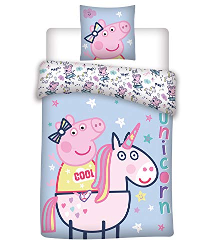 AYMAX S.P.R.L Peppa Pig - Ropa de cama (140 x 200 cm, 70 x 80 cm), diseño de unicornio