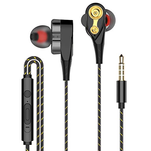 Ballylelly Eorv3s Auriculares In-Ear Mono Subwoofer Tapones para los oídos insonorizados Control de Cables con Trigo Quad Core Auriculares de Doble Anillo móvil