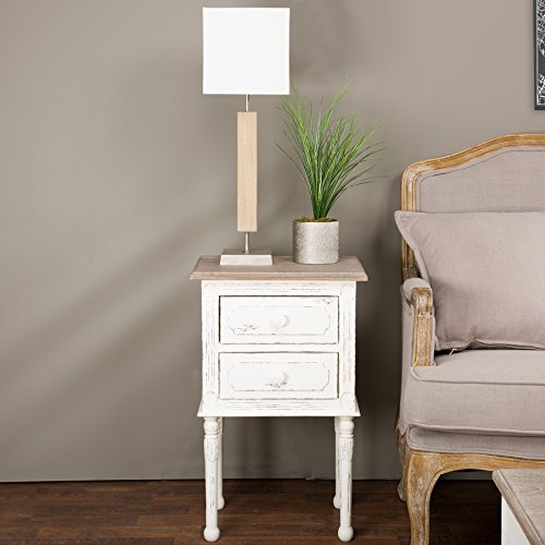 Baxton Studio Anjou - Mesita de Noche (Estilo francés, tamaño M), Color Blanco Baxton Studio Anjou - Mesita de Noche (Estilo francés, tamaño M), Color Blanco