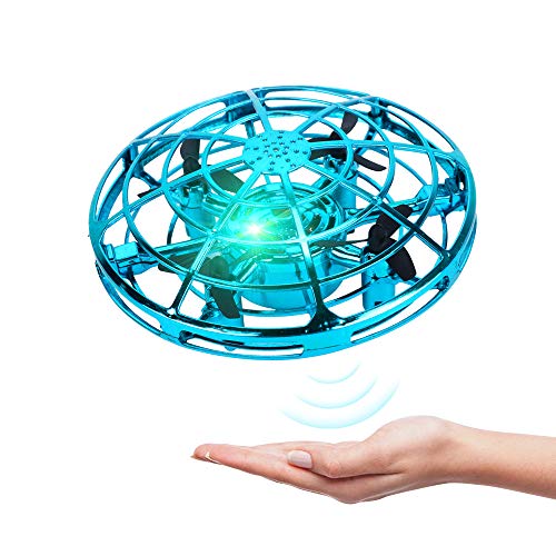BELLA BEAR UFO Mini Drone Juguetes voladores con Luces LED Inducción infrarroja Controlado a Mano Fácil de operar para niños (Azul)