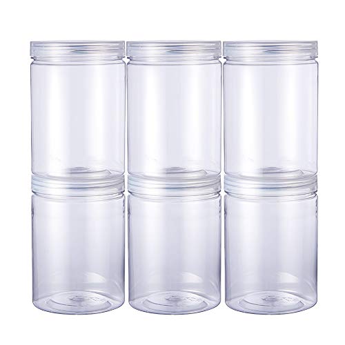 BENECREAT 6 Pack 500ml Caja Plástica Organizador de Cuentas Abalorios Contenedor de Té Dulces Chocolate y Otras Cosas Pequeñas con Tapa de Rosca Columna 11.8x8.3cm