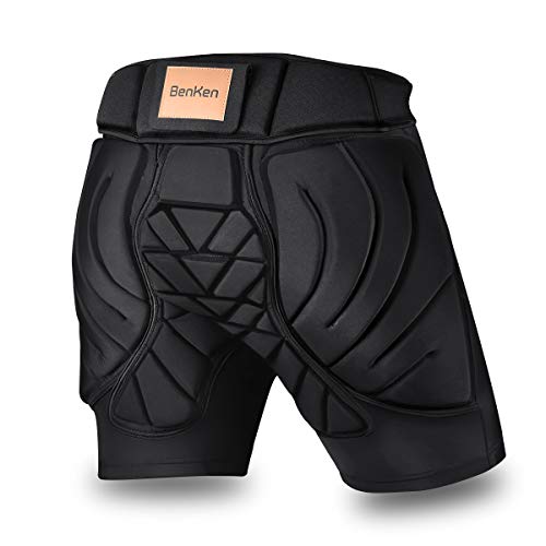 BENKEN Pantalones cortos de protección acolchados, para mujeres y hombres, protección 3D, protección en la parte superior, transpirable, resistente a los impactos para snowboard (talla S)