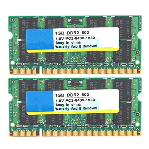 Bindpo Módulo de Memoria RAM, módulo de Memoria 2pcs DDR2 1GB, 800Mhz PC2-6400 RAM Memory Sticks para computadora portátil, Totalmente Compatible con para Intel/para AMD