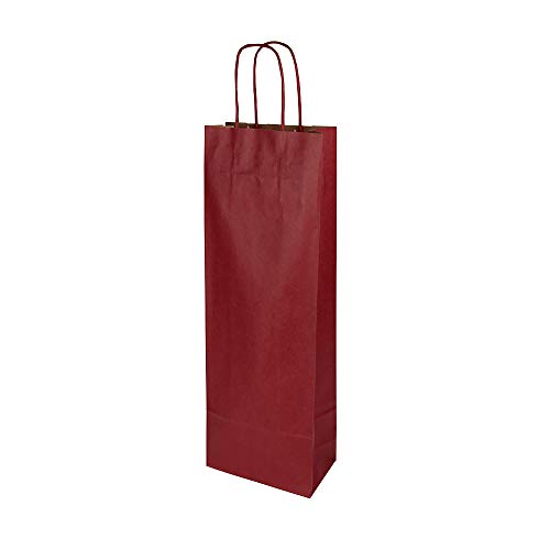 BIOZOYG Bolsas para Botella Bolsas de Regalo Vino con Asas 14x8x40cm Papel Kraft gramaje 100 G/M2 Embalaje de Botella Elegante I Bolsa de Botella de Vino I Bolsas de Papel 25 Piezas Burdeos