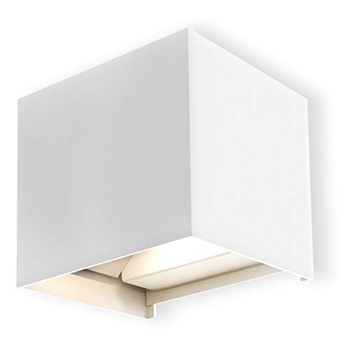B.K.Licht - Lámpara de pared LED para interiores y exteriores de luz blanca neutral, con índice de protección IP44, 7 W, 600 lúmenes, 4000K, color blanco