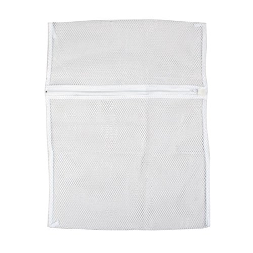 Blanco meshy ropa interior medias de seda lavado de ropa bolsa de 48cm x 38cm