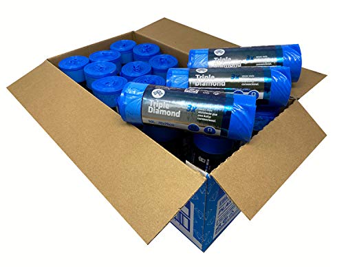 Bolsas de basura de color azul extra fuertes de 50 litros capacidad. Perfumadas, con autocierre, antigoteo y extra resistentes 70x75 cm. Caja 18 rollos de 10 uds rollo