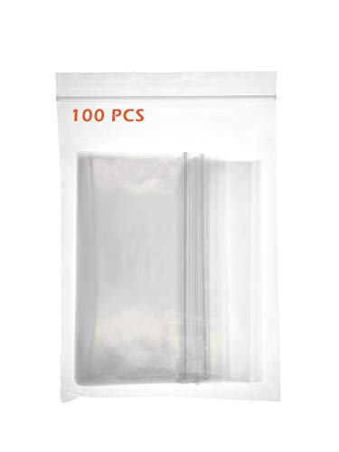 Bolsas de Plástico Resellables,100 Pcs Transparente Bolsas con Cierre Zip Bolsas Reutilizables para Congelador Almacenamiento de Cocina Embalaje de Joyas Papelería Oficina, 14*20cm(grosor: 0.12mm)