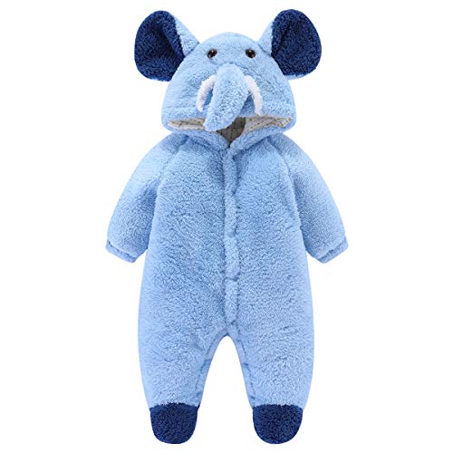 Borlai Mono de invierno para bebé con capucha y forro polar para niñas y niños